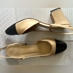 Franco Sarto Tan and Black Heels